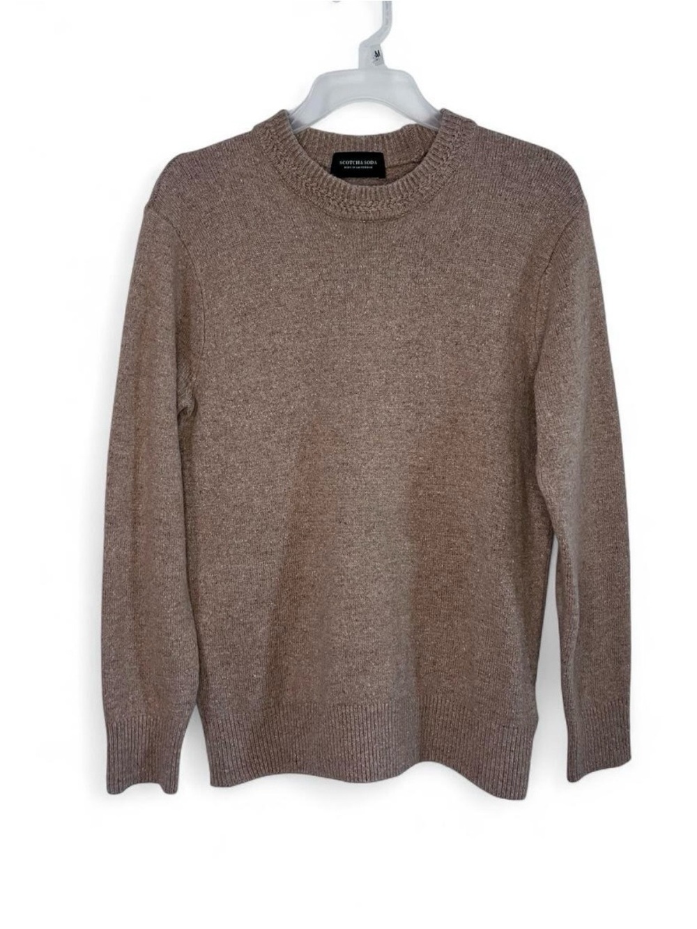 Scotch & Soda Wool Blend Crewneck Sweater Medium Tan Knit Pullover